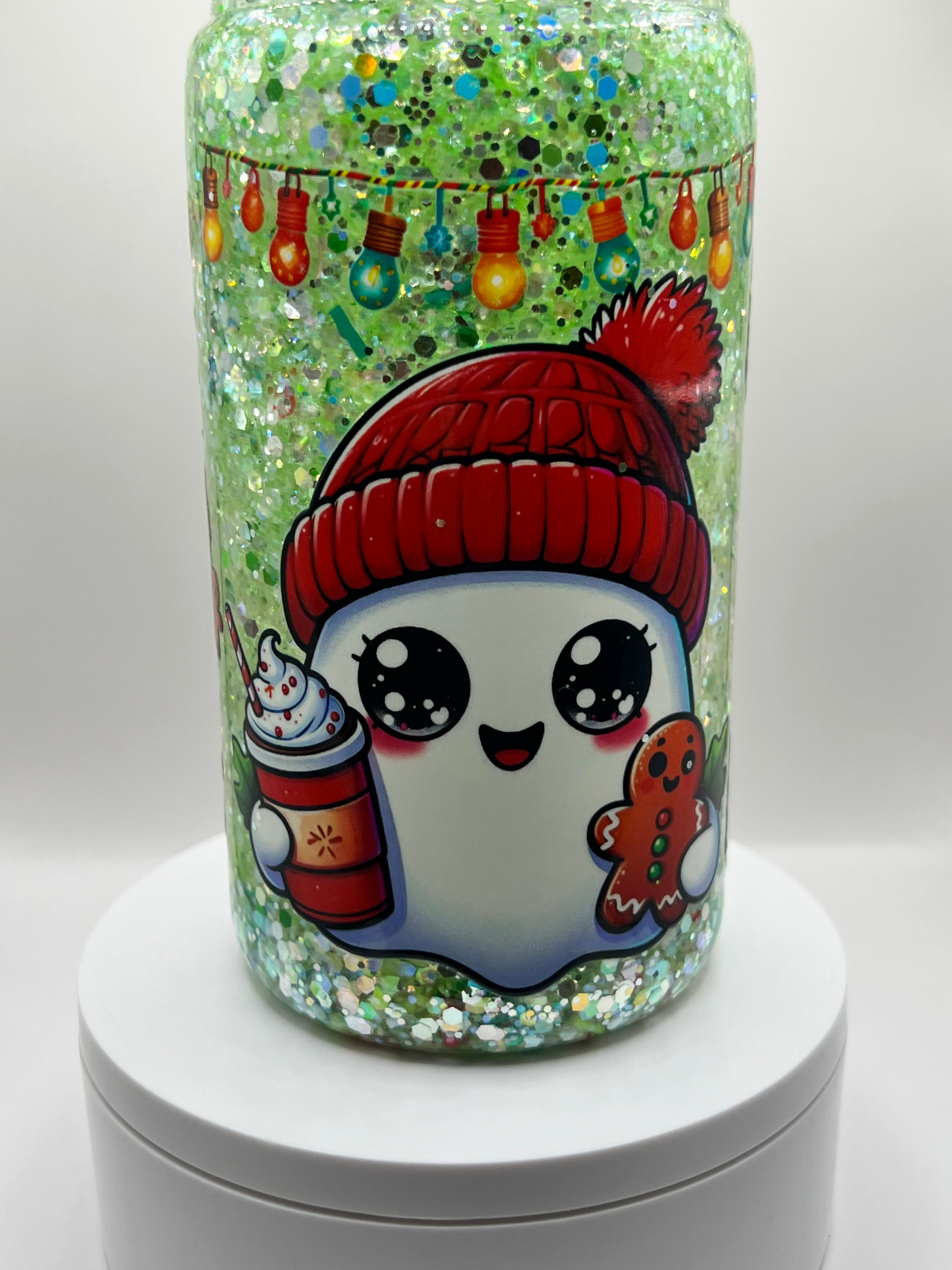 Premade 16 oz Acrylic Snow Globe Tumbler