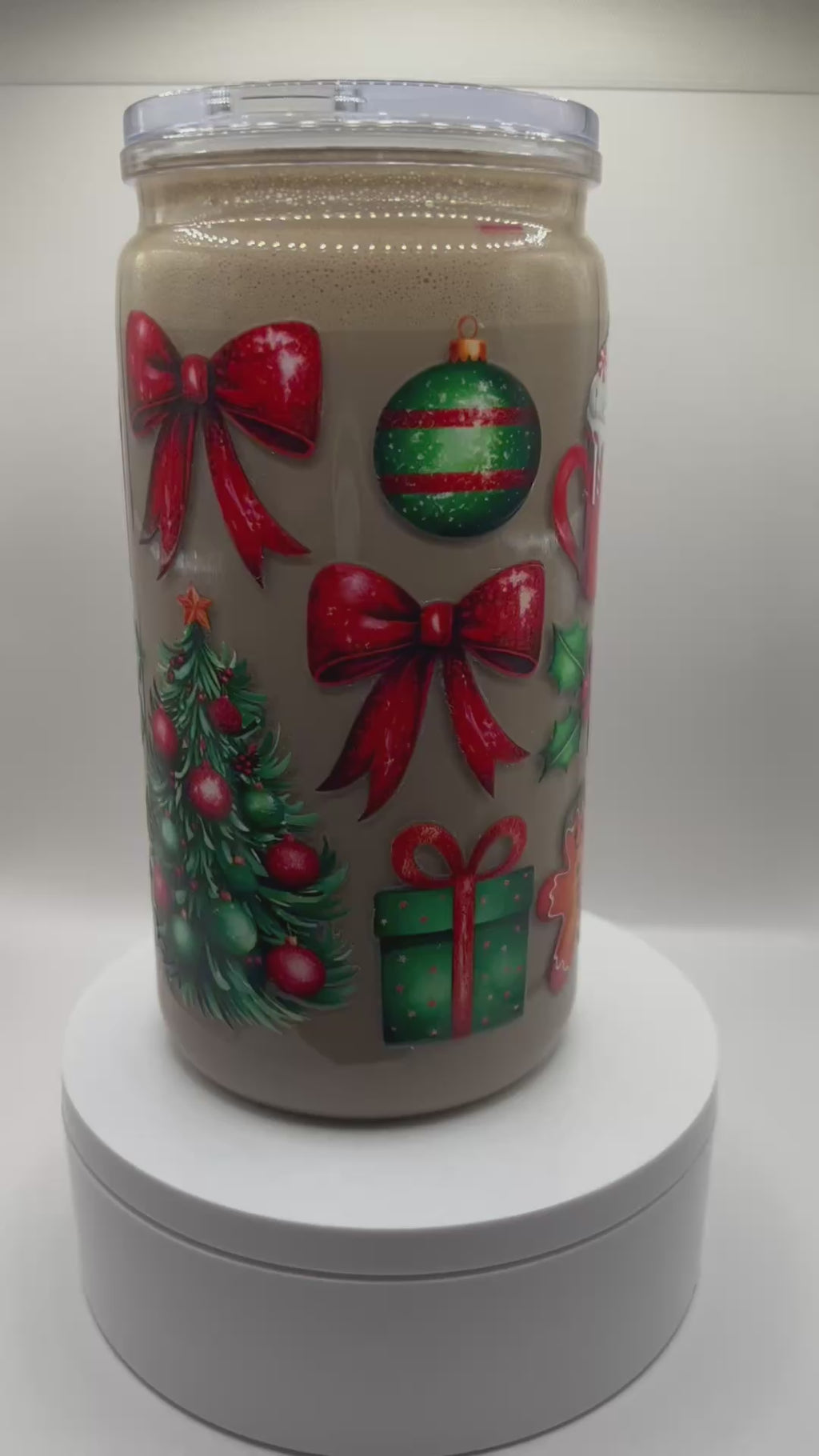 Premade 16 oz Acrylic Snow Globe Tumbler