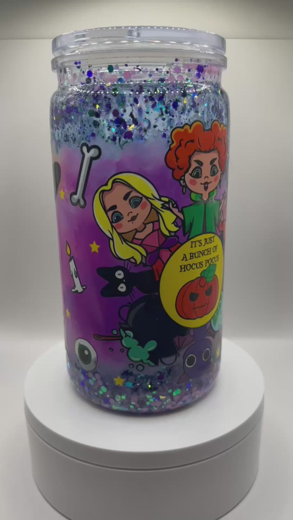 Premade 16 oz Acrylic Snow Globe Tumbler